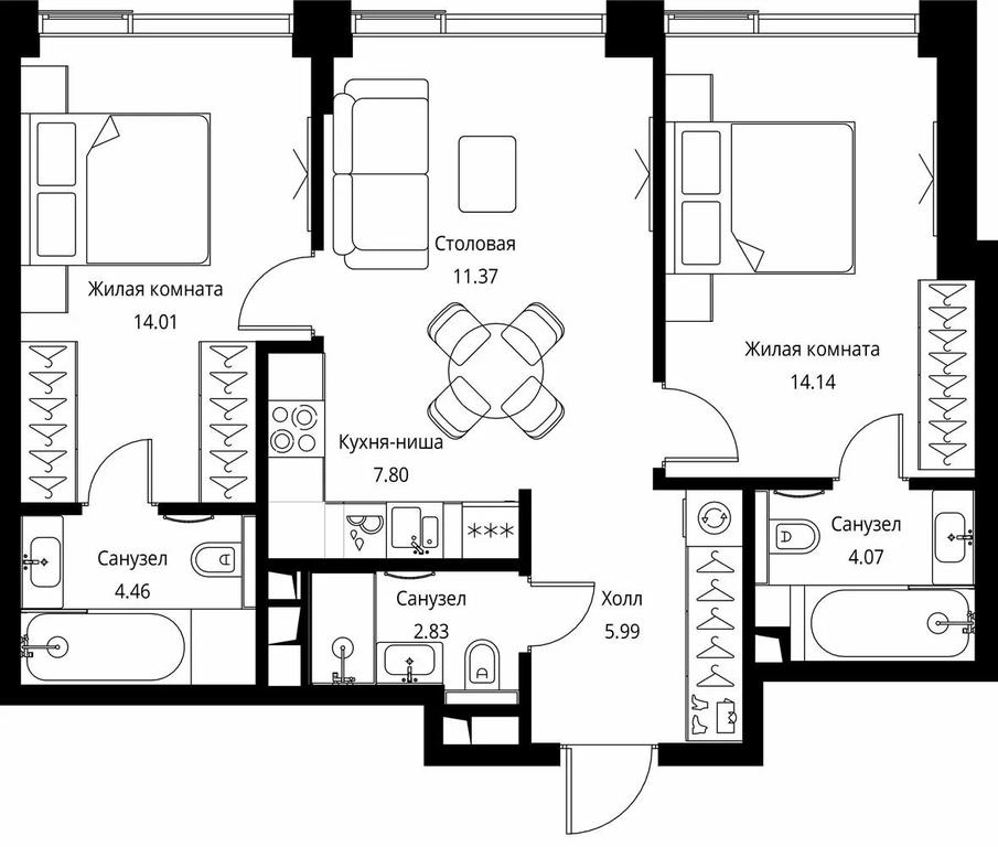 2-BD Apartment Sale, 64.67 sq. m. at City Bay, Volokolamskoye Highway, 95с3, Moscow, Russia #1 2-BD Apartment Sale, 64.67 sq. m. at City Bay, Volokolamskoye Highway, 95с3, Moscow, Russia #1