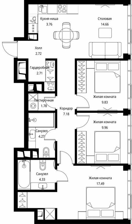 3-BD Apartment Sale, 78.69平方米 at City Bay, Volokolamskoye Highway, 95с3, Moscow, Russia #1 3-BD Apartment Sale, 78.69平方米 at City Bay, Volokolamskoye Highway, 95с3, Moscow, Russia #1