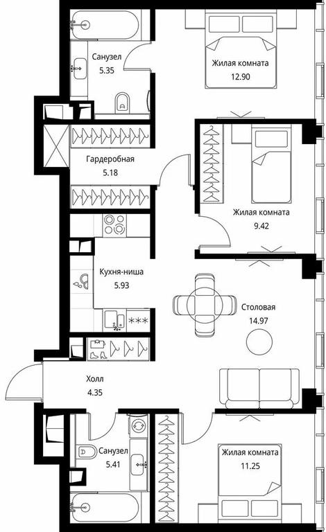 3-BD Apartment Sale, 76.49 sq. m. at City Bay, Volokolamskoye Highway, 95с3, Moscow, Russia #1