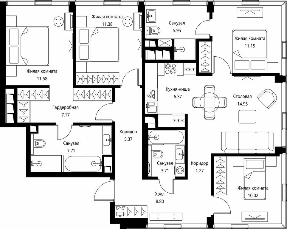4-BD Apartment Sale, 105.42 sq. m. at City Bay, Volokolamskoye Highway, 95с3, Moscow, Russia #1 4-BD Apartment Sale, 105.42 sq. m. at City Bay, Volokolamskoye Highway, 95с3, Moscow, Russia #1