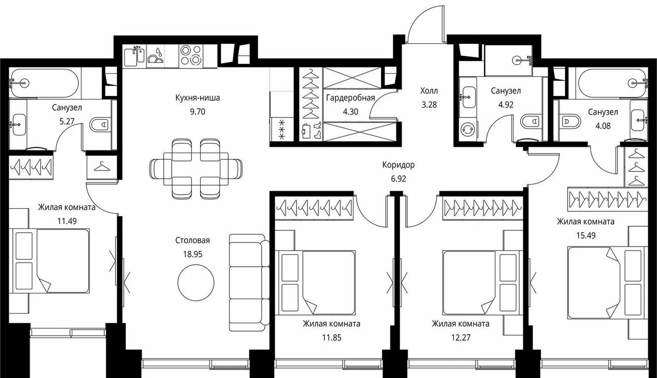 Продажа 4-комн. квартиры, 108,52 м² в ЖК «Сити Бэй (City Bay)», Волоколамское шоссе, 95с3, Москва, Россия #1