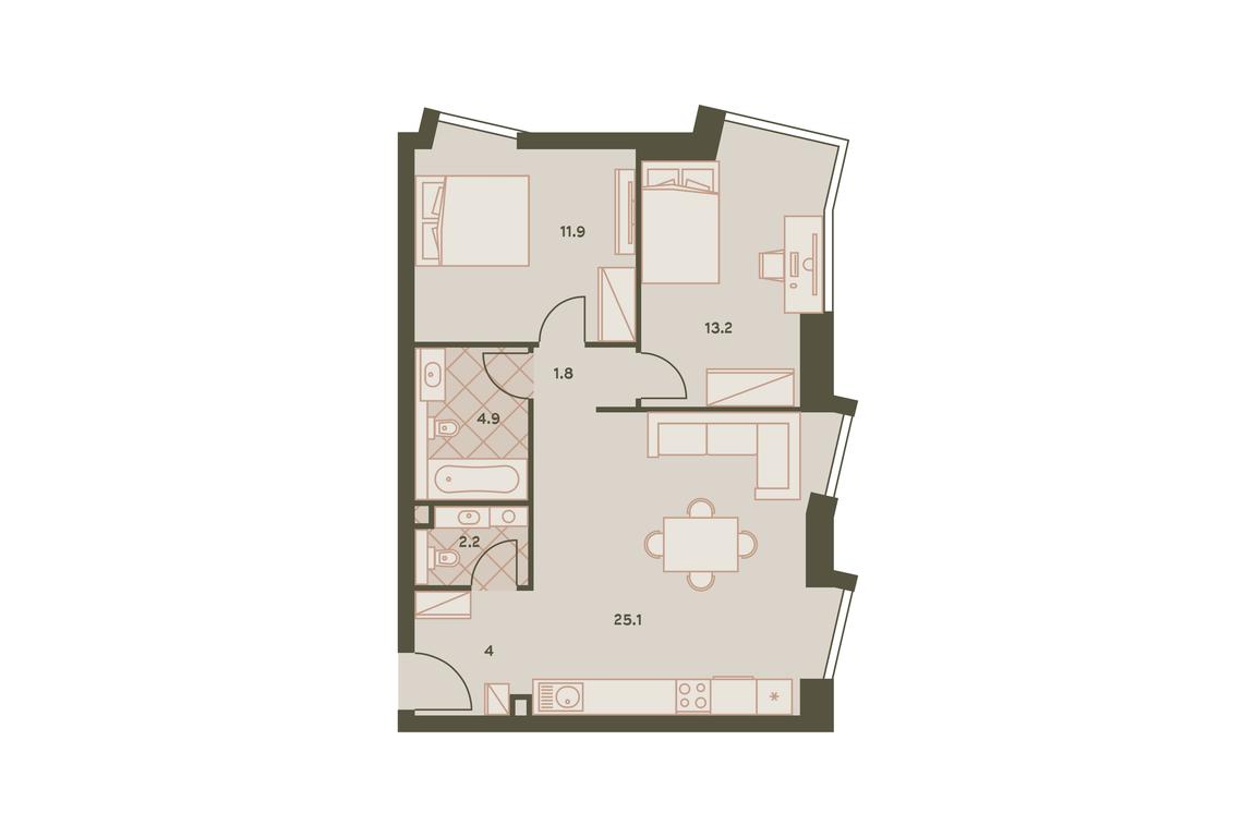 2-BD Apartment Sale, 63.2 sq. m. at Eniteo, Dmitriya Ulyanova Street, 45, Moscow, Russia #1 2-BD Apartment Sale, 63.2 sq. m. at Eniteo, Dmitriya Ulyanova Street, 45, Moscow, Russia #1