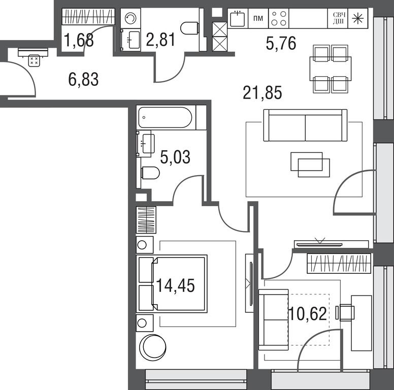 3-BD Apartment Sale, 72.6 sq. m. at AFI Park Voroncovskiy, Akademika Chelomeya Street, 7Ас2, Moscow, Russia #2 3-BD Apartment Sale, 72.6 sq. m. at AFI Park Voroncovskiy, Akademika Chelomeya Street, 7Ас2, Moscow, Russia #2