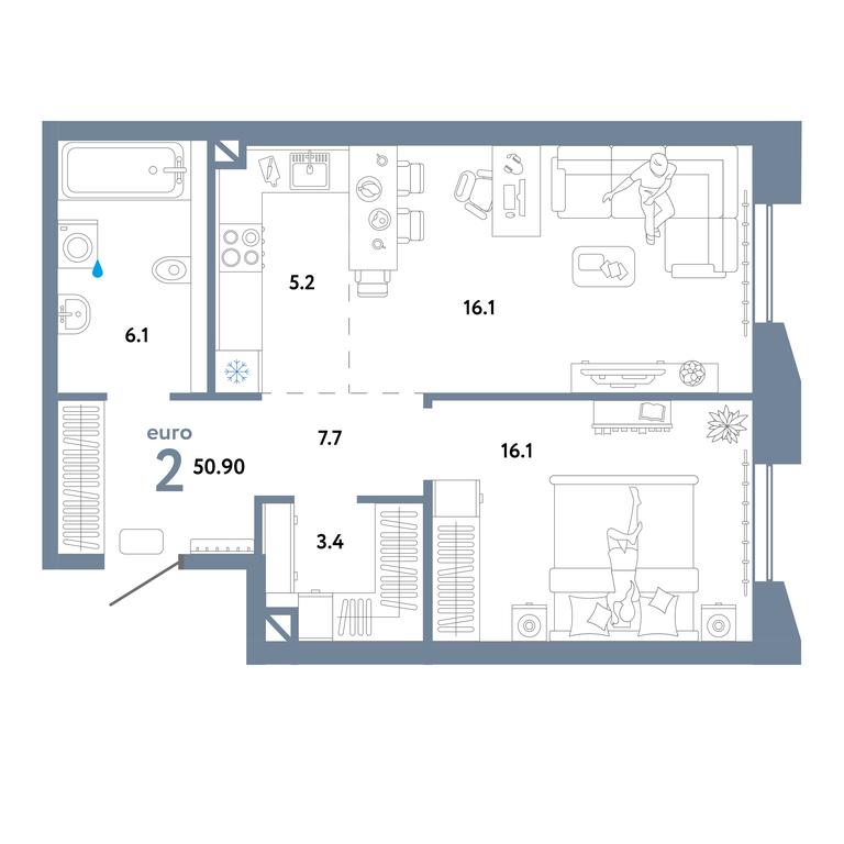 1-BD Apartment Sale, 51.6 sq. m. at Strana.Ozernaya, Ozyornaya Street, 42с7, Moscow, Russia #1 1-BD Apartment Sale, 51.6 sq. m. at Strana.Ozernaya, Ozyornaya Street, 42с7, Moscow, Russia #1
