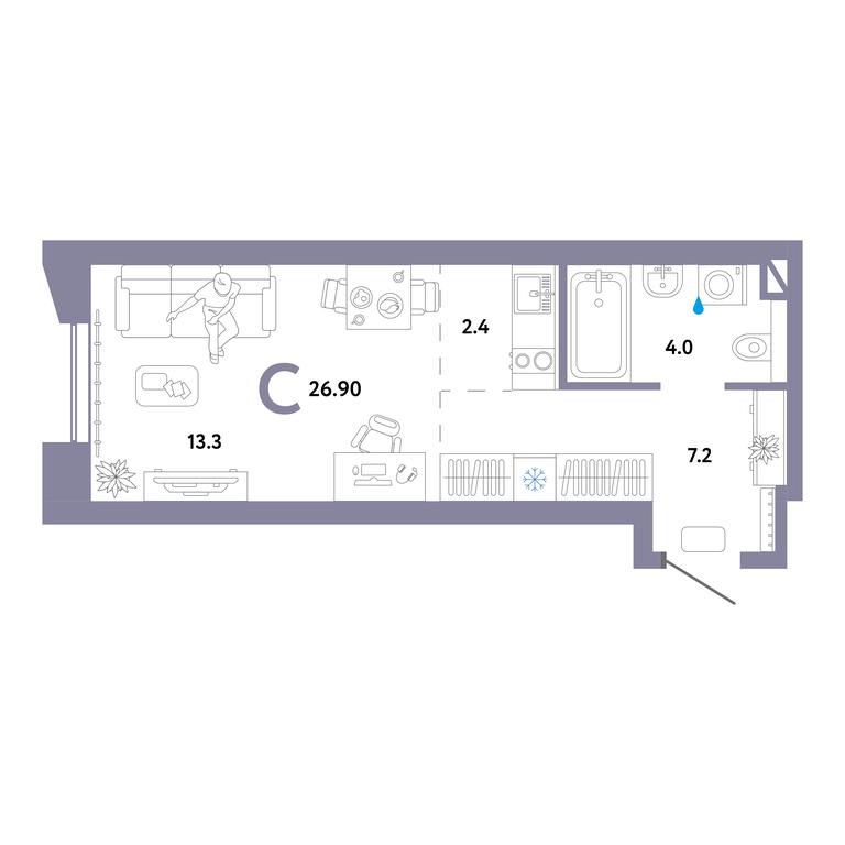 Apartment Sale, 27.7 sq. m. at Strana.Ozernaya, Ozyornaya Street, 42с7, Moscow, Russia #1 Apartment Sale, 27.7 sq. m. at Strana.Ozernaya, Ozyornaya Street, 42с7, Moscow, Russia #1