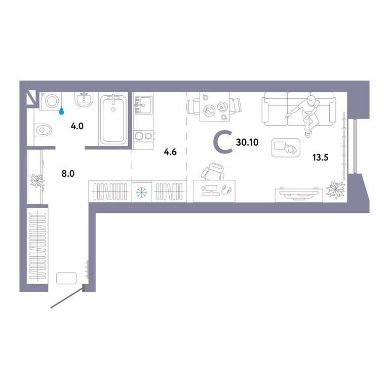 Apartment Sale, 30.6平方米 at Strana.Ozernaya, Ozyornaya Street, 42с7, Moscow, Russia #1 Apartment Sale, 30.6平方米 at Strana.Ozernaya, Ozyornaya Street, 42с7, Moscow, Russia #1