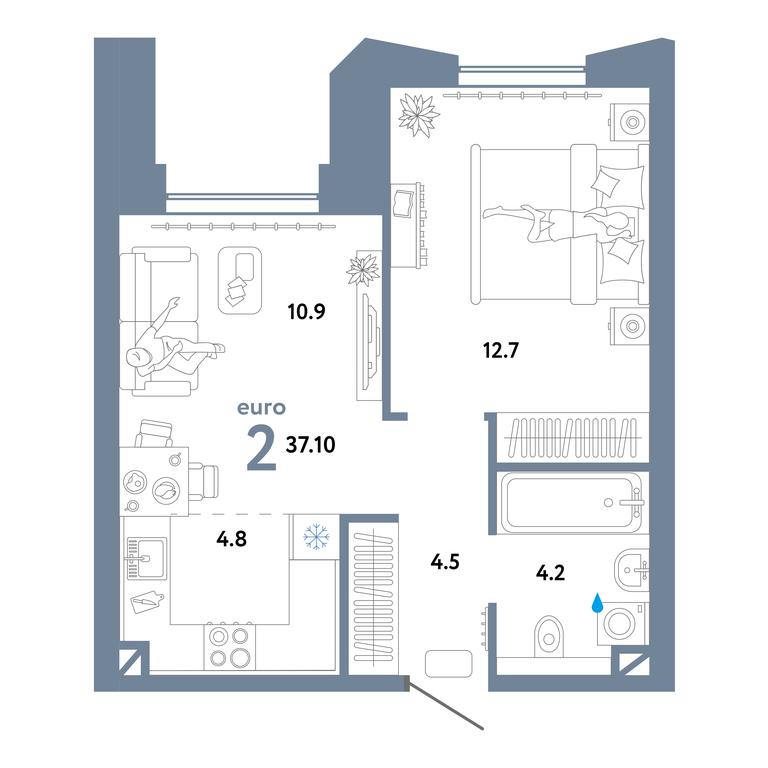 1-BD Apartment Sale, 38 sq. m. at Strana.Ozernaya, Ozyornaya Street, 42с7, Moscow, Russia #1