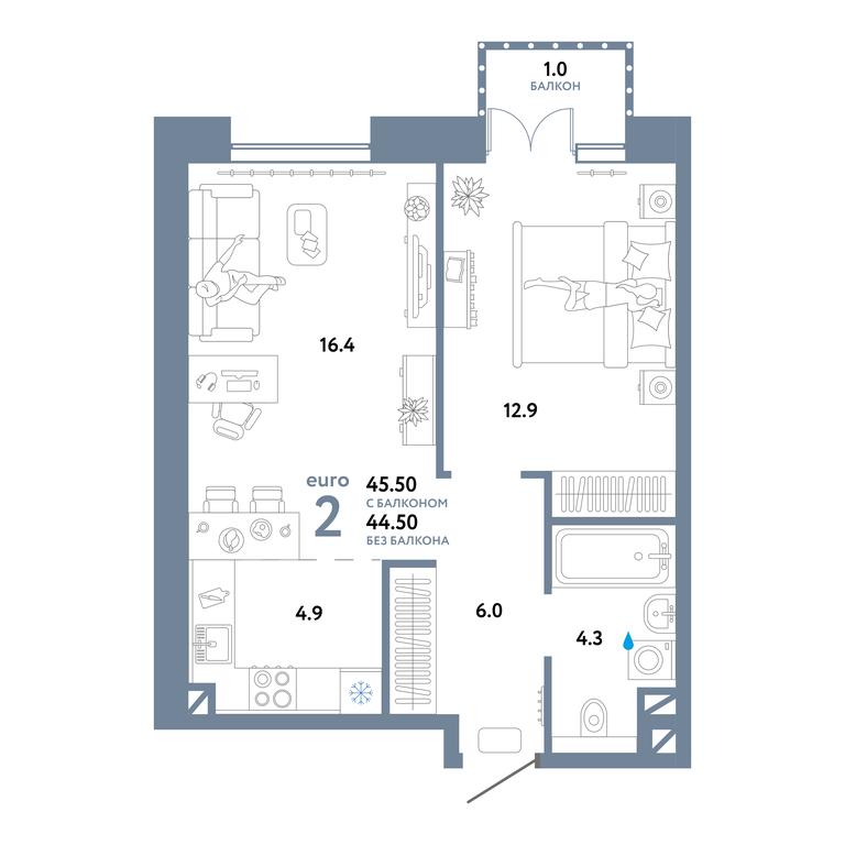 1-BD Apartment Sale, 45.5平方米 at Strana.Ozernaya, Ozyornaya Street, 42с7, Moscow, Russia #1 1-BD Apartment Sale, 45.5平方米 at Strana.Ozernaya, Ozyornaya Street, 42с7, Moscow, Russia #1