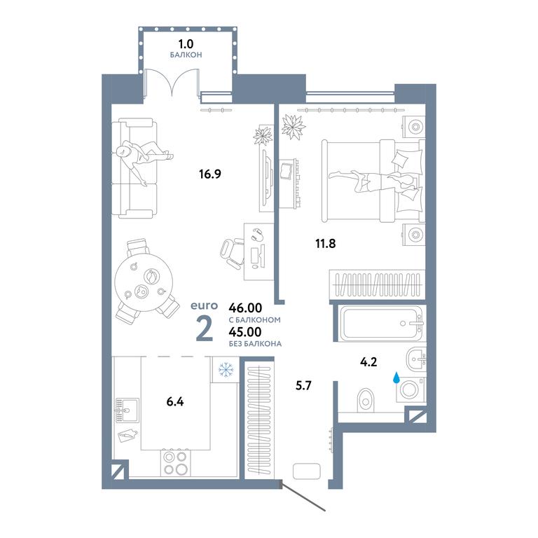 1-BD Apartment Sale, 46 sq. m. at Strana.Ozernaya, Ozyornaya Street, 42с7, Moscow, Russia #1 1-BD Apartment Sale, 46 sq. m. at Strana.Ozernaya, Ozyornaya Street, 42с7, Moscow, Russia #1