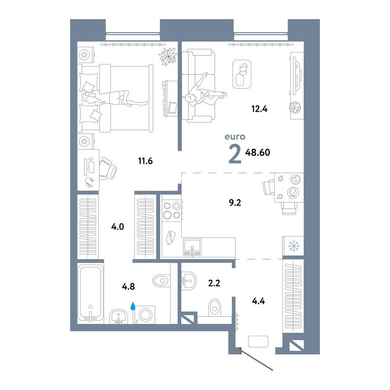 1-BD Apartment Sale, 48.6 sq. m. at Strana.Ozernaya, Ozyornaya Street, 42с7, Moscow, Russia #1 1-BD Apartment Sale, 48.6 sq. m. at Strana.Ozernaya, Ozyornaya Street, 42с7, Moscow, Russia #1
