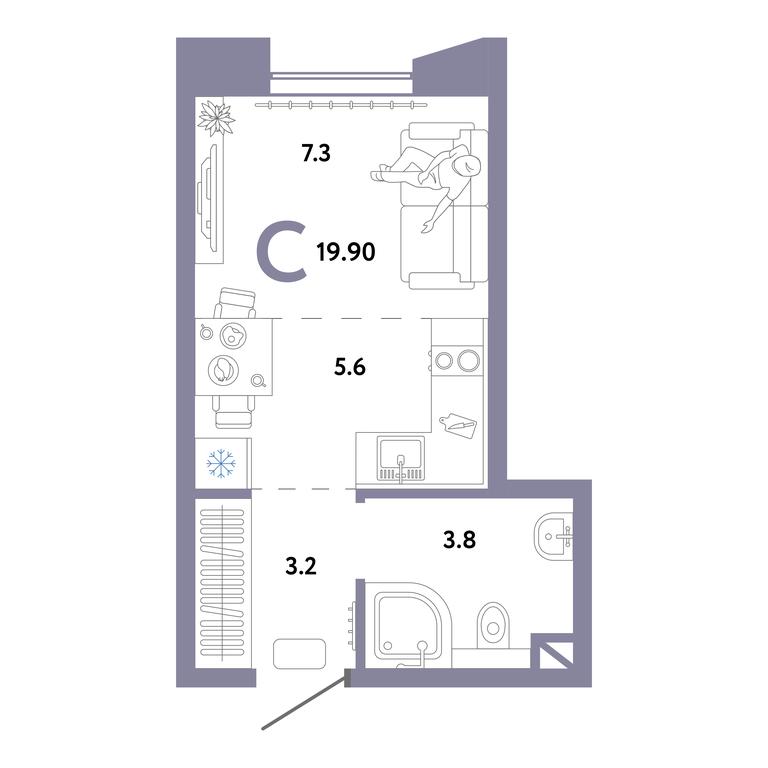 Apartment Sale, 23.6 sq. m. at Strana.Ozernaya, Ozyornaya Street, 42с7, Moscow, Russia #1 Apartment Sale, 23.6 sq. m. at Strana.Ozernaya, Ozyornaya Street, 42с7, Moscow, Russia #1
