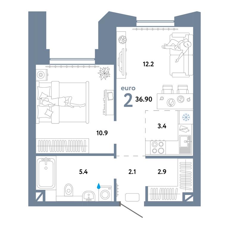 1-BD Apartment Sale, 37.8平方米 at Strana.Ozernaya, Ozyornaya Street, 42с7, Moscow, Russia #1 1-BD Apartment Sale, 37.8平方米 at Strana.Ozernaya, Ozyornaya Street, 42с7, Moscow, Russia #1
