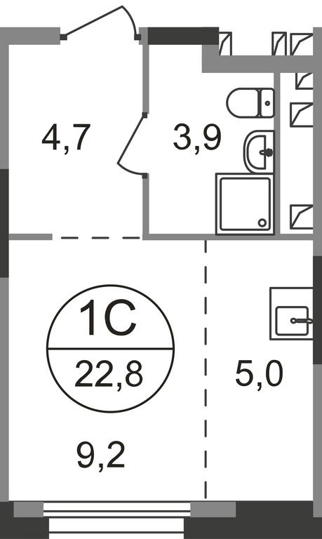 Apartment Sale, 22.8 sq. m. at Pervyi Moskovskiy, ulitsa Bianki, 1, Moskovskiy, Moscow, Russia #1