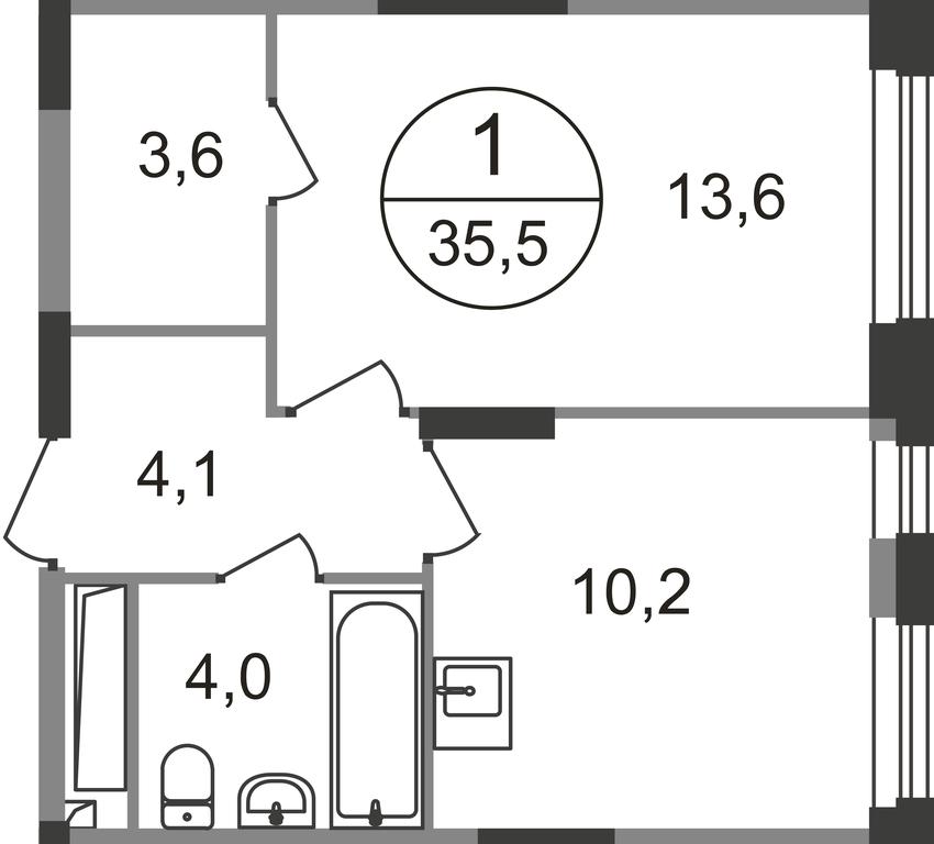 Apartment Sale, 35.5 sq. m. at Pervyi Moskovskiy, ulitsa Bianki, 1, Moskovskiy, Moscow, Russia #1