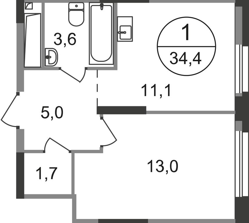 Apartment Sale, 34.4 sq. m. at Pervyi Moskovskiy, ulitsa Bianki, 1, Moskovskiy, Moscow, Russia #1