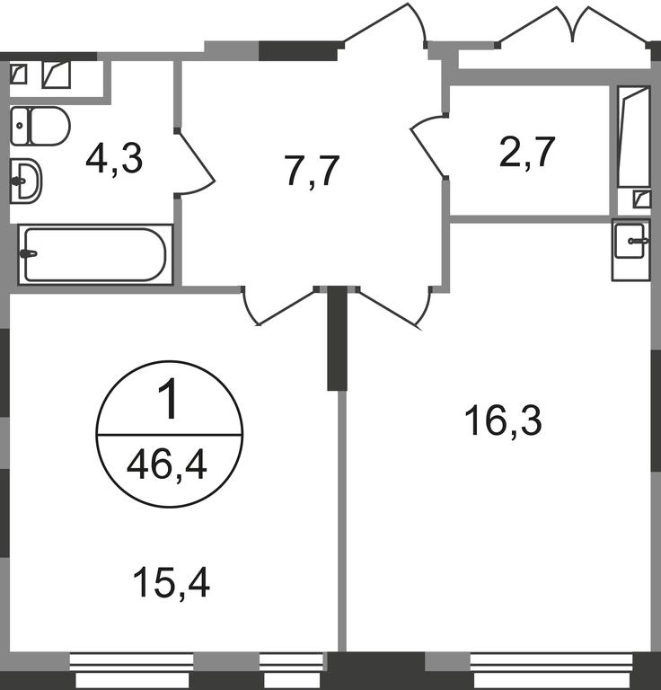 Apartment Sale, 46.4 sq. m. at Pervyi Moskovskiy, ulitsa Bianki, 1, Moskovskiy, Moscow, Russia #1 Apartment Sale, 46.4 sq. m. at Pervyi Moskovskiy, ulitsa Bianki, 1, Moskovskiy, Moscow, Russia #1