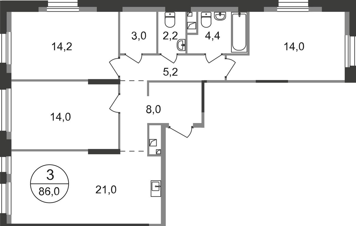 3-BD Apartment Sale, 86 sq. m. at Pervyi Moskovskiy, ulitsa Bianki, 1, Moskovskiy, Moscow, Russia #1 3-BD Apartment Sale, 86 sq. m. at Pervyi Moskovskiy, ulitsa Bianki, 1, Moskovskiy, Moscow, Russia #1