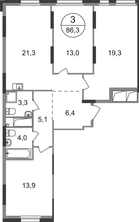 3-BD Apartment Sale, 86.3平方米 at Pervyi Moskovskiy, ulitsa Bianki, 1, Moskovskiy, Moscow, Russia #1 3-BD Apartment Sale, 86.3平方米 at Pervyi Moskovskiy, ulitsa Bianki, 1, Moskovskiy, Moscow, Russia #1