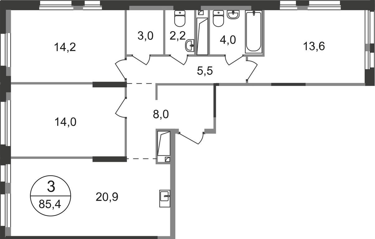 3-BD Apartment Sale, 85.4 sq. m. at Pervyi Moskovskiy, ulitsa Bianki, 1, Moskovskiy, Moscow, Russia #1 3-BD Apartment Sale, 85.4 sq. m. at Pervyi Moskovskiy, ulitsa Bianki, 1, Moskovskiy, Moscow, Russia #1