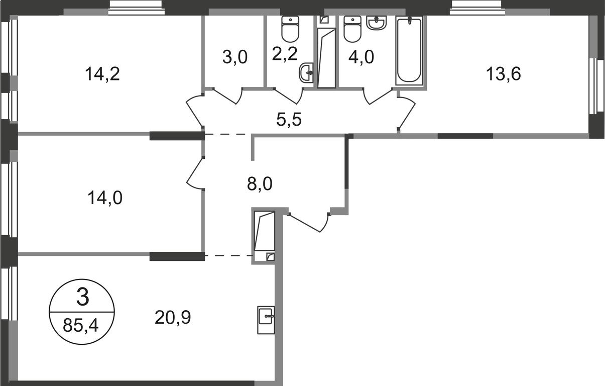 3-BD Apartment Sale, 85.4 sq. m. at Pervyi Moskovskiy, ulitsa Bianki, 1, Moskovskiy, Moscow, Russia #1 3-BD Apartment Sale, 85.4 sq. m. at Pervyi Moskovskiy, ulitsa Bianki, 1, Moskovskiy, Moscow, Russia #1