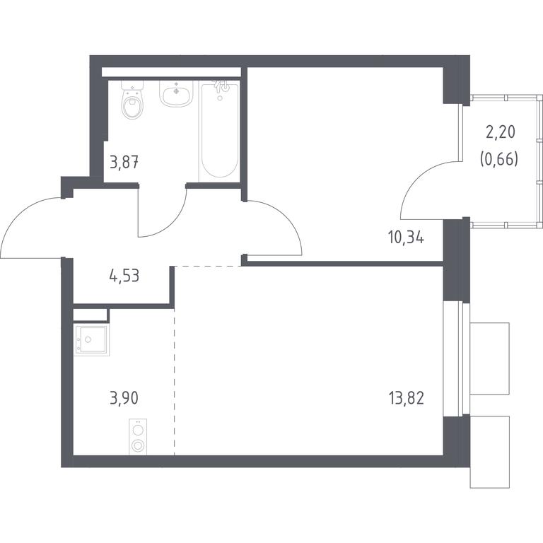 Apartment Sale, 37.12平方米 at Podolskie Kvartaly, zhiloy kompleks Podolskiye Kvartaly, Ryazanovskoe Settlement, Moscow, Russia #1