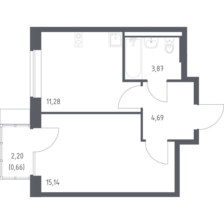 Apartment Sale, 35.64平方米 at Podolskie Kvartaly, zhiloy kompleks Podolskiye Kvartaly, Ryazanovskoe Settlement, Moscow, Russia #1