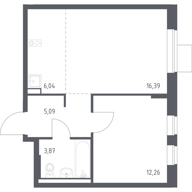 1-BD Apartment Sale, 43.65 sq. m. at Podolskie Kvartaly, zhiloy kompleks Podolskiye Kvartaly, Ryazanovskoe Settlement, Moscow, Russia #1