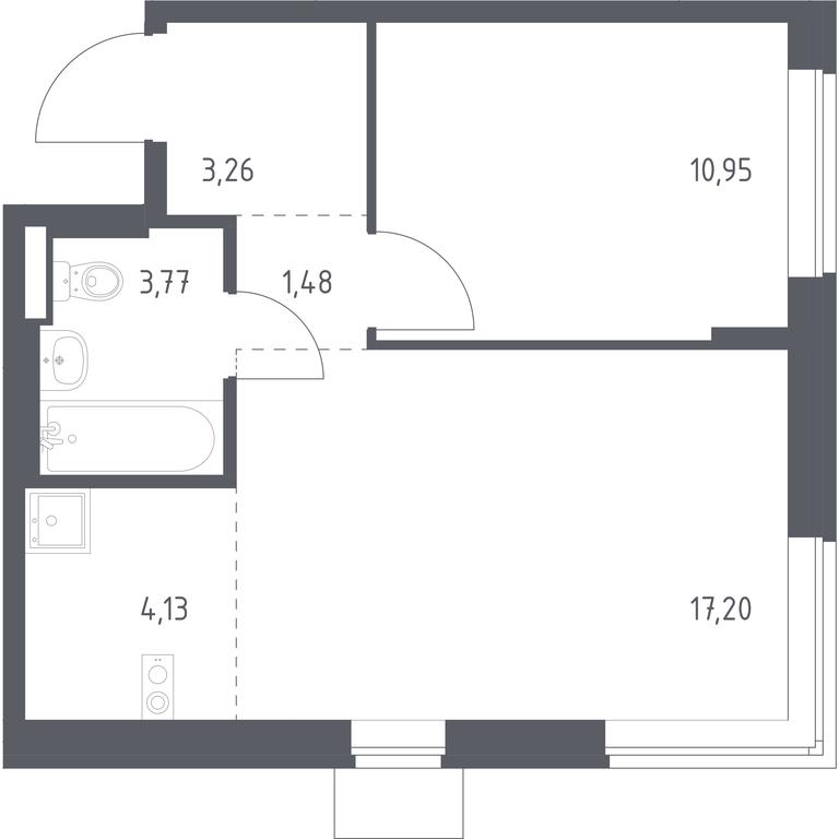 Apartment Sale, 40.79平方米 at Podolskie Kvartaly, zhiloy kompleks Podolskiye Kvartaly, Ryazanovskoe Settlement, Moscow, Russia #1