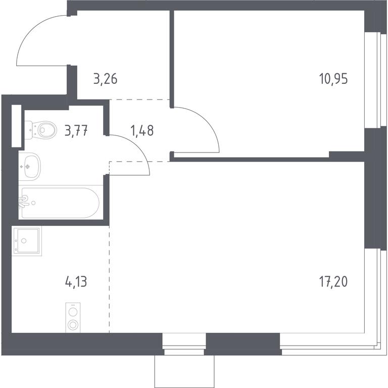 1-BD Apartment Sale, 40.79 sq. m. at Podolskie Kvartaly, zhiloy kompleks Podolskiye Kvartaly, Ryazanovskoe Settlement, Moscow, Russia #1