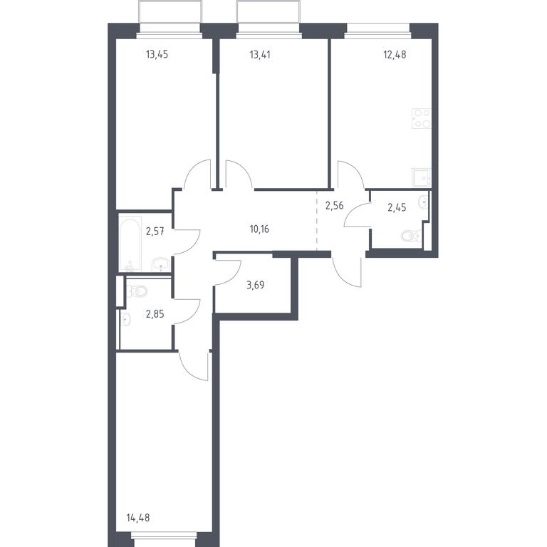 2-BD Apartment Sale, 78.1平方米 at Kvartal Marino, kvartal № 175, 1с1, Filimonkovskoye Municipal Formation, Moscow, Russia #1 2-BD Apartment Sale, 78.1平方米 at Kvartal Marino, kvartal № 175, 1с1, Filimonkovskoye Municipal Formation, Moscow, Russia #1
