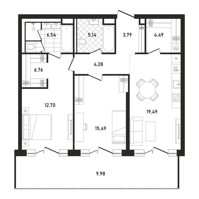 2-BD Apartment Sale, 88.81平方米 at Republic, Presnensky Val Street, 27с1, Moscow, Russia #2 2-BD Apartment Sale, 88.81平方米 at Republic, Presnensky Val Street, 27с1, Moscow, Russia #2