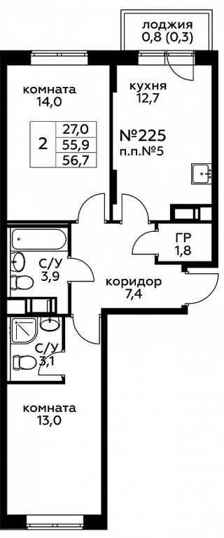 1-BD Apartment Sale, 56.7平方米 at Tsvetochnye Poliany, kvartal № 23, Filimonkovskoye Municipal Formation, Moscow, Russia #1 1-BD Apartment Sale, 56.7平方米 at Tsvetochnye Poliany, kvartal № 23, Filimonkovskoye Municipal Formation, Moscow, Russia #1