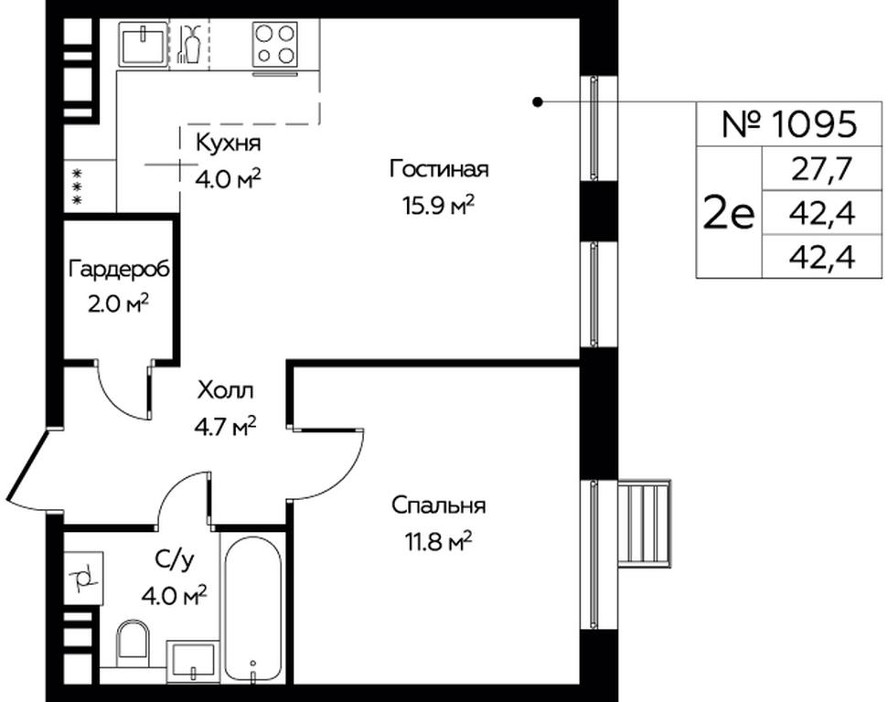 1-BD Apartment Sale, 42.4 sq. m. at Eko Bunino, prospekt Kuprina, 34к1, Sosenskoye Settlement, Moscow, Russia #1 1-BD Apartment Sale, 42.4 sq. m. at Eko Bunino, prospekt Kuprina, 34к1, Sosenskoye Settlement, Moscow, Russia #1