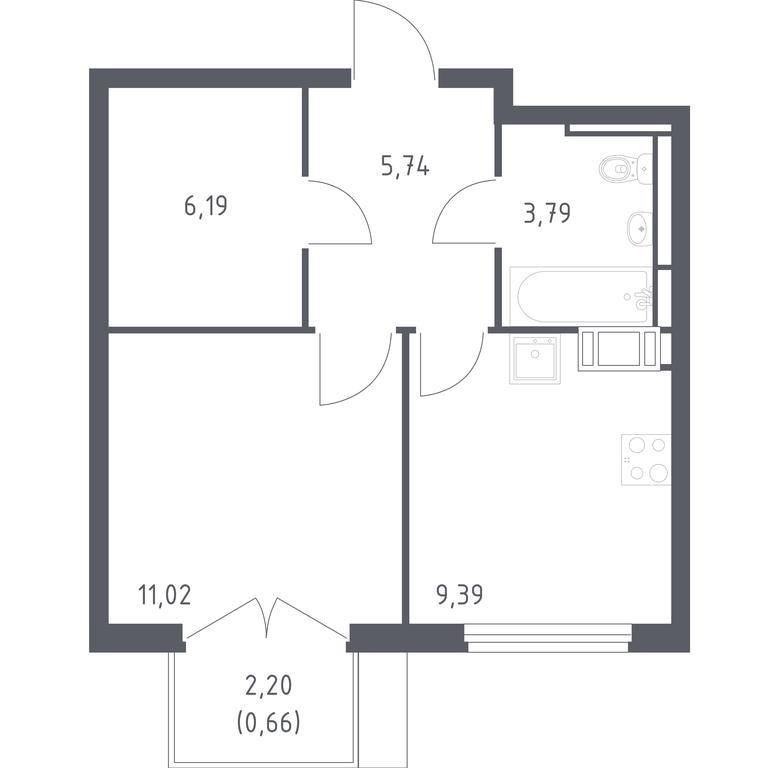 Apartment Sale, 36.1 sq. m. at Tomilino Park, 1-y kvartal, posyolok Zhilino-1, Lubertsy City District, Moscow Region, Russia #1