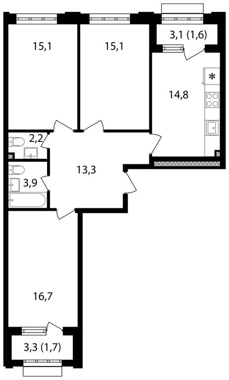 3-BD Apartment Sale, 84.6 sq. m. at Mikhalkovskiy, Mikhalkovskaya Street, 48, Moscow, Russia #2 3-BD Apartment Sale, 84.6 sq. m. at Mikhalkovskiy, Mikhalkovskaya Street, 48, Moscow, Russia #2