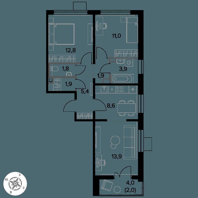 3-BD Apartment Sale, 63.2 sq. m. at Pervy Donskoj, zhiloy mikrorayon Sapronovo, derevnya Sapronovo, Leninskiy City District, Moscow Region, Russia #1 3-BD Apartment Sale, 63.2 sq. m. at Pervy Donskoj, zhiloy mikrorayon Sapronovo, derevnya Sapronovo, Leninskiy City District, Moscow Region, Russia #1