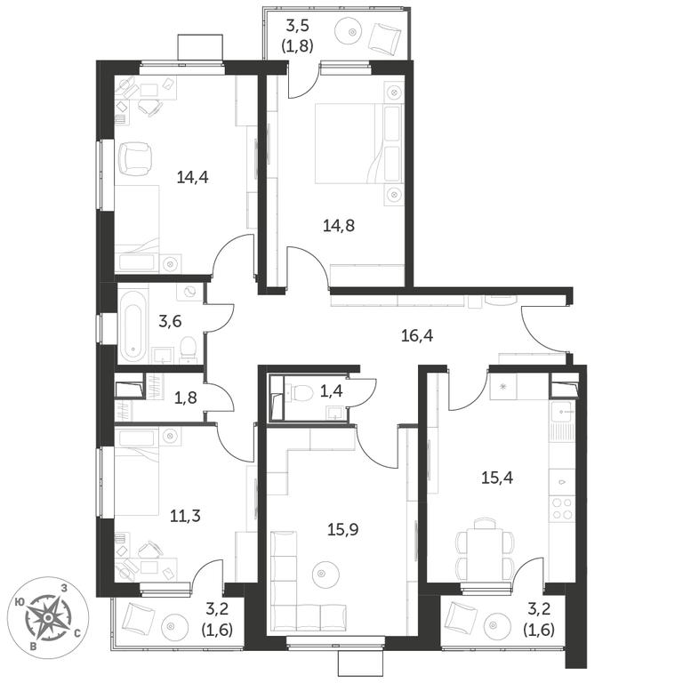 Продажа 4-комн. квартиры, 100,4 м² в ЖК «Первый Лермонтовский», жилой комплекс 1-й Лермонтовский, Люберцы, Московская область, Россия #1