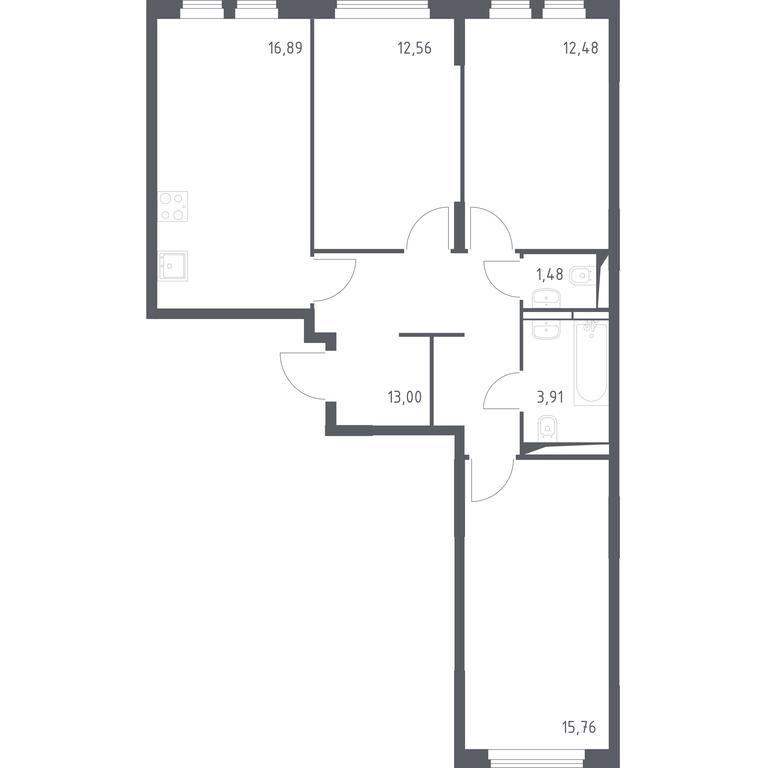 2-BD Apartment Sale, 76.08 sq. m. at Ostafevo, Ostafyevskoe Highway, 12к1, Ryazanovskoe Settlement, Moscow, Russia #1