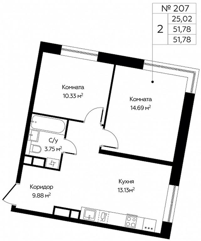 1-BD Apartment Sale, 51.78 sq. m. at Tsvetochnye Polyany City, kvartal № 165, Filimonkovskoye Municipal Formation, Moscow, Russia #1 1-BD Apartment Sale, 51.78 sq. m. at Tsvetochnye Polyany City, kvartal № 165, Filimonkovskoye Municipal Formation, Moscow, Russia #1