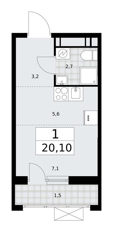 Apartment Sale, 20.1平方米 at Skandinaviya, Skandinaviya Residential Complex, Sosenskoye Settlement, Moscow, Russia #1