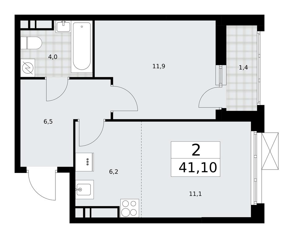 1-BD Apartment Sale, 41.1平方米 at Skandinaviya, Skandinaviya Residential Complex, Sosenskoye Settlement, Moscow, Russia #2