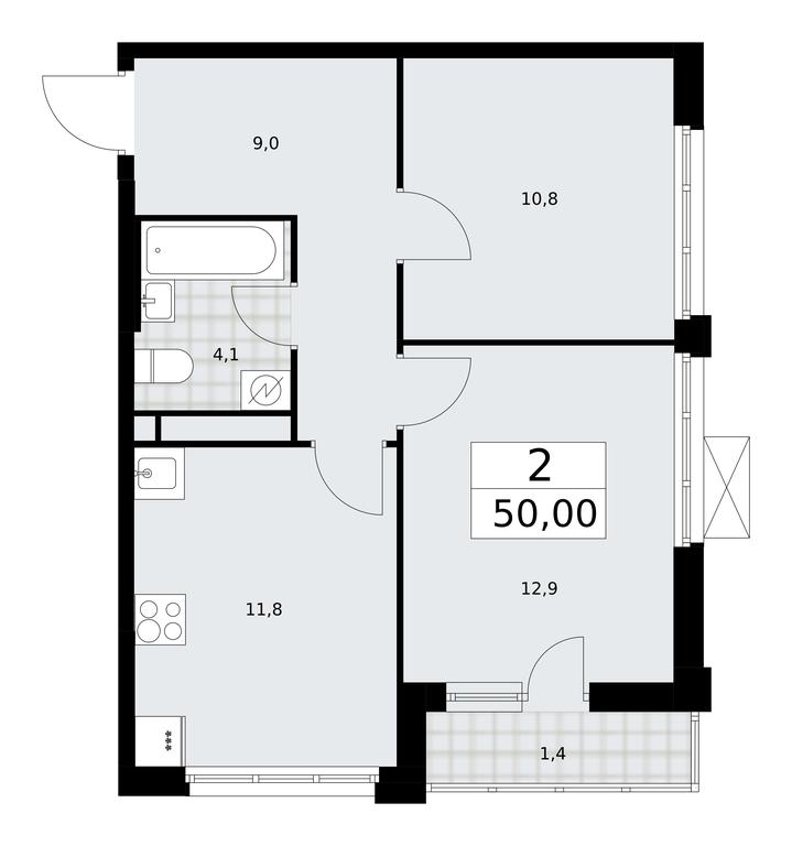 1-BD Apartment Sale, 50平方米 at Skandinaviya, Skandinaviya Residential Complex, Sosenskoye Settlement, Moscow, Russia #1