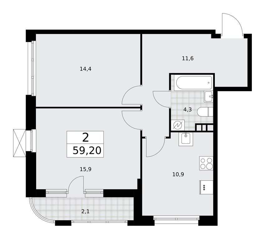 1-BD Apartment Sale, 59.2 sq. m. at Skandinaviya, Skandinaviya Residential Complex, Sosenskoye Settlement, Moscow, Russia #2 1-BD Apartment Sale, 59.2 sq. m. at Skandinaviya, Skandinaviya Residential Complex, Sosenskoye Settlement, Moscow, Russia #2