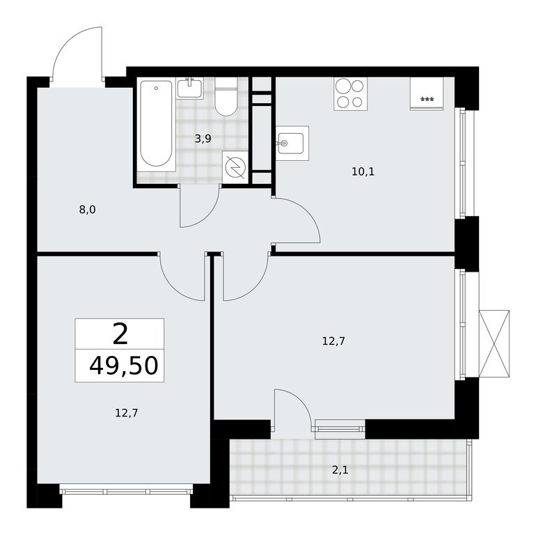 1-BD Apartment Sale, 49.5 sq. m. at Skandinaviya, Skandinaviya Residential Complex, Sosenskoye Settlement, Moscow, Russia #1