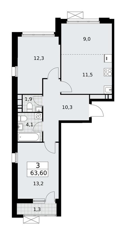 2-BD Apartment Sale, 63.6 sq. m. at Skandinaviya, Skandinaviya Residential Complex, Sosenskoye Settlement, Moscow, Russia #1 2-BD Apartment Sale, 63.6 sq. m. at Skandinaviya, Skandinaviya Residential Complex, Sosenskoye Settlement, Moscow, Russia #1