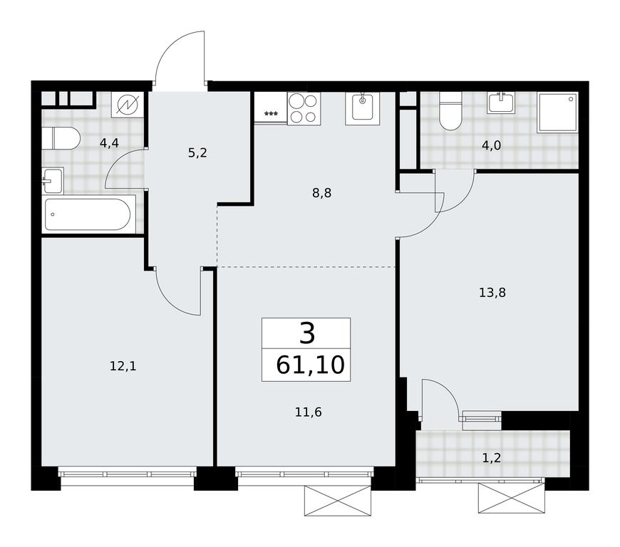 2-BD Apartment Sale, 61.1 sq. m. at Skandinaviya, Skandinaviya Residential Complex, Sosenskoye Settlement, Moscow, Russia #2 2-BD Apartment Sale, 61.1 sq. m. at Skandinaviya, Skandinaviya Residential Complex, Sosenskoye Settlement, Moscow, Russia #2