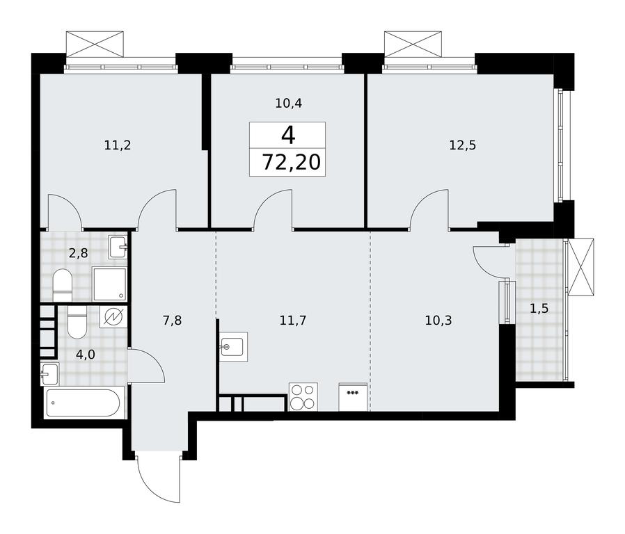 3-BD Apartment Sale, 72.2 sq. m. at Skandinaviya, Skandinaviya Residential Complex, Sosenskoye Settlement, Moscow, Russia #2