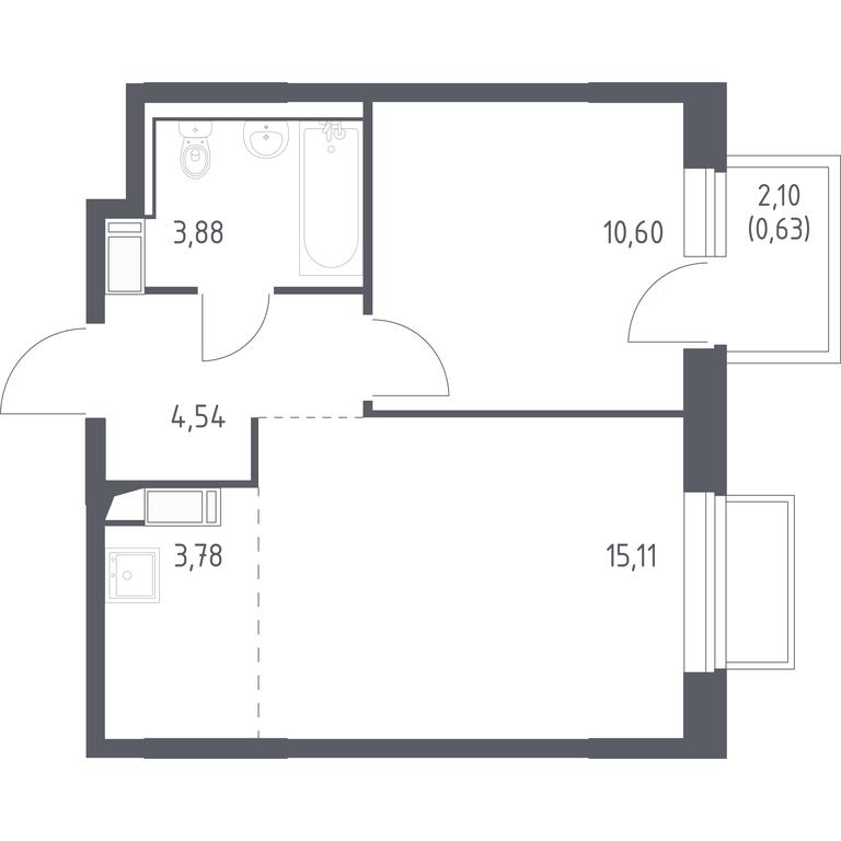 Apartment Sale, 38.1 sq. m. at Tomilino Park, 1-y kvartal, posyolok Zhilino-1, Lubertsy City District, Moscow Region, Russia #1