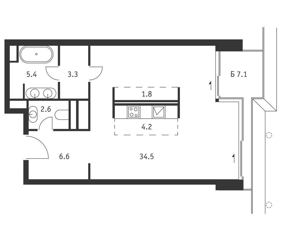 Apartment Sale, 60.5平方米 at Badaevskiy, Kutuzovsky Avenue, 12с3, Moscow, Russia #1 Apartment Sale, 60.5平方米 at Badaevskiy, Kutuzovsky Avenue, 12с3, Moscow, Russia #1