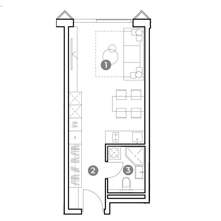 Apartment Sale, 28.3平方米 at Nametkin Tower, Namyotkina Street, 10А, Moscow, Russia #1